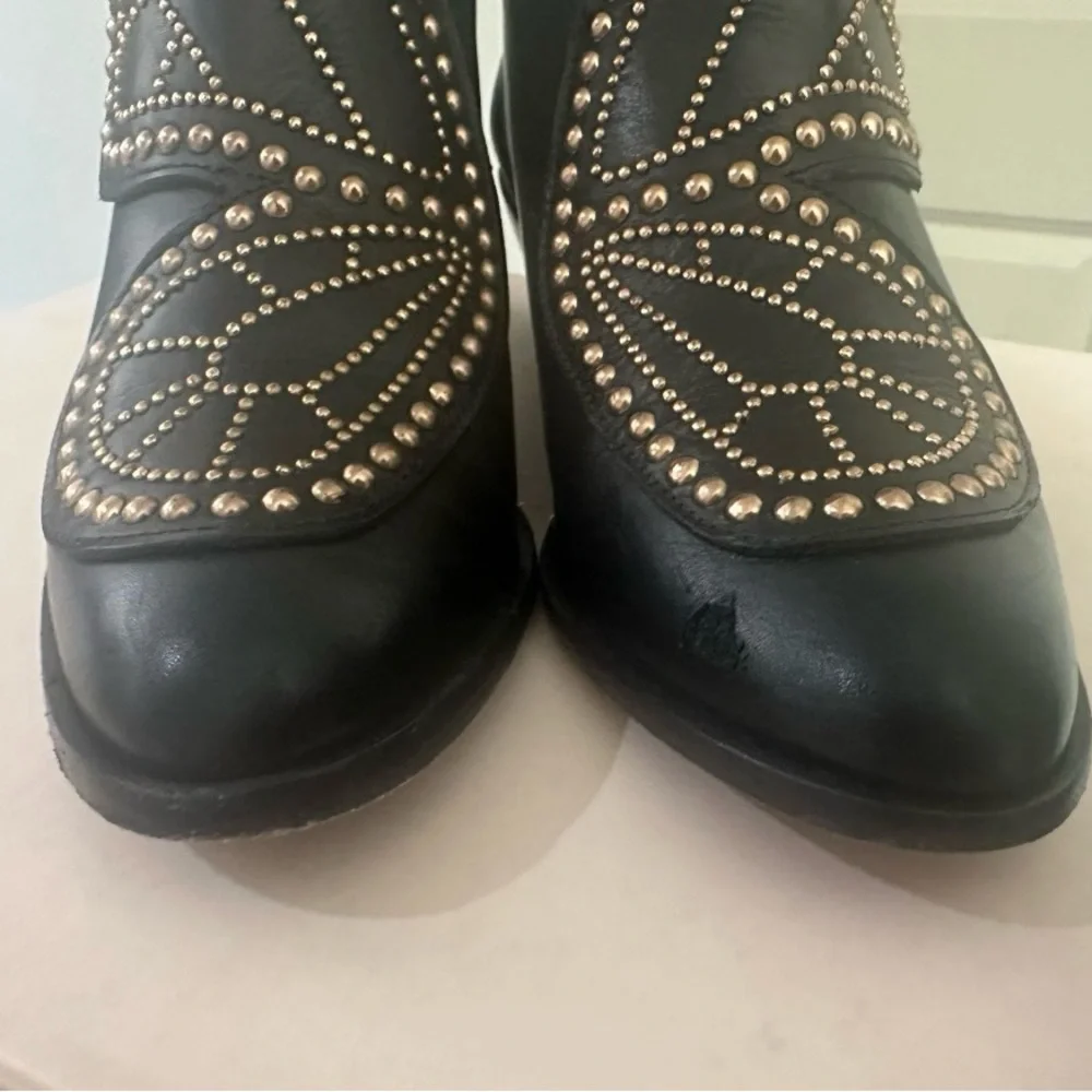 Sofia Webster Butterfly Rose Gold Studded Black Ankle Boots - Picture 3 of 7
